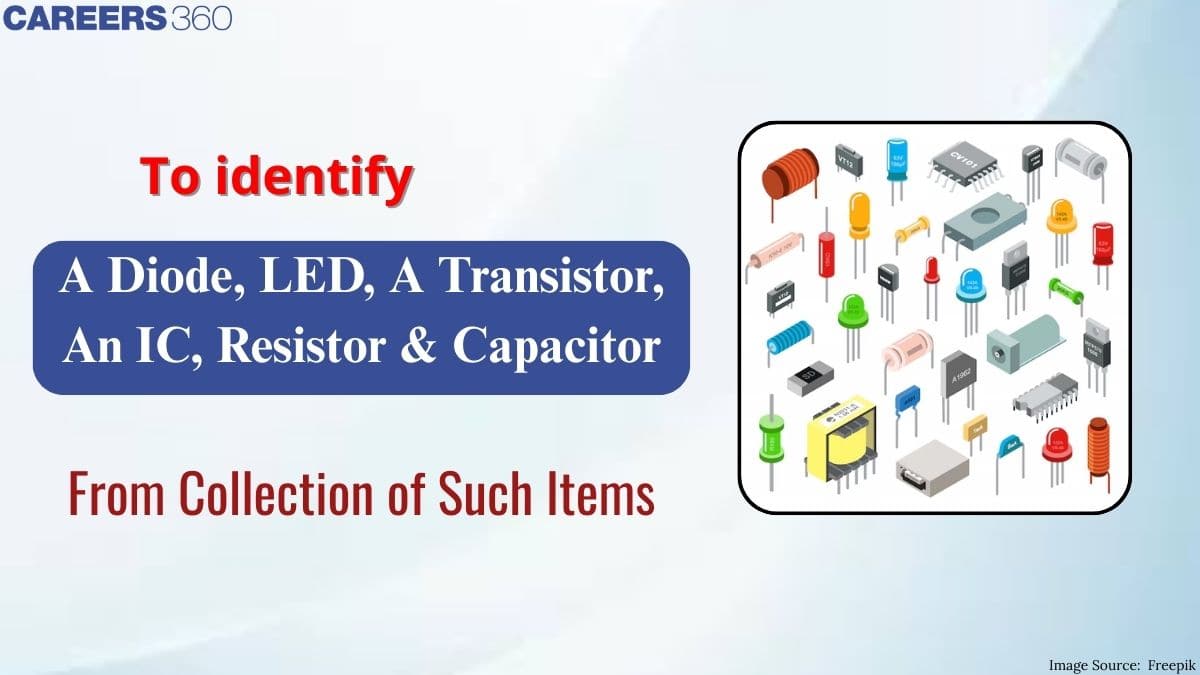 To identify a diode, LED, a transistor, an IC, resistor and capacitor from collection of such items